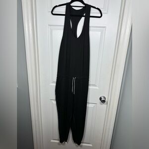 Vuori Racerback Jumpsuit Black Drawstring Lounge Athleisure Size L